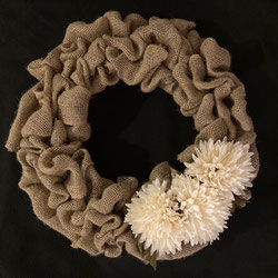 Burlap Wreath With Cream  Flowers